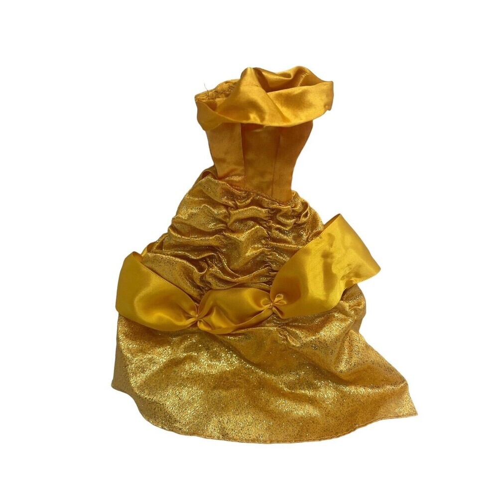 Barbie Belle Beauty Beast Gold Gown Dress Vintage 9”